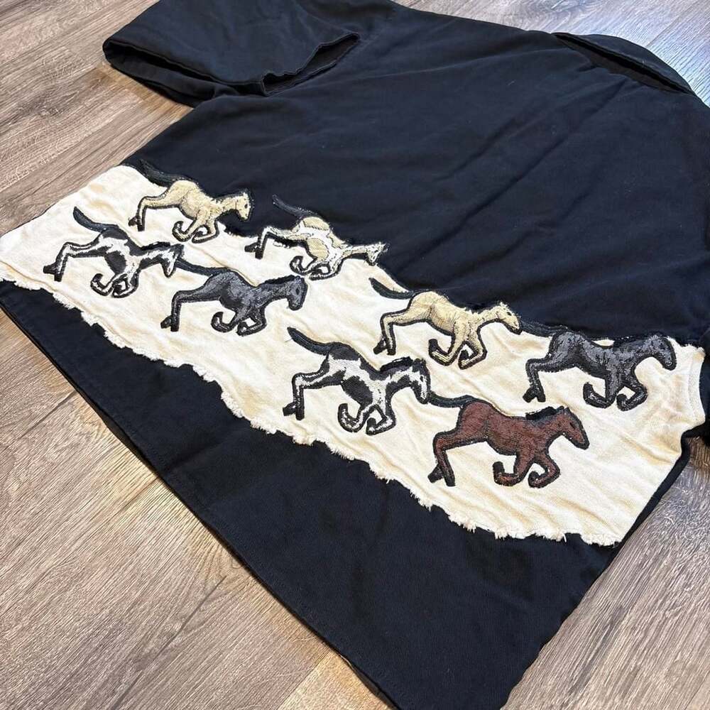 Don't Mess with Texas Vintage Western Horse Jacket Size XL Black Cotton